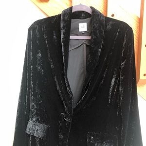 Ladies black crushed velvet jacket
